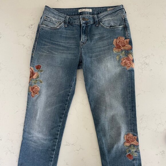 Mavi Jeans Co. ADA Boyfriend M Rise Embroidered Rose Motif M Wash Jeans Sz 27 - Picture 2 of 12